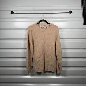 A Knitch Above Mens Tan Textured Mock Neck Sweater 100 Cotton Size M